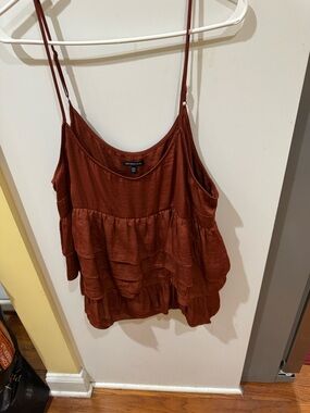 Who What Wear Rust Tiered Ruffle Cami